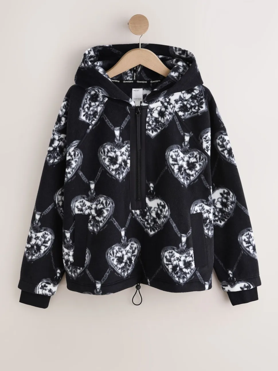 Monochrome Half Zip Fleece Hoodie