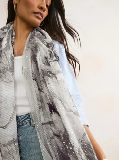 Monochrome Marble Plisse Lightweight Scarf