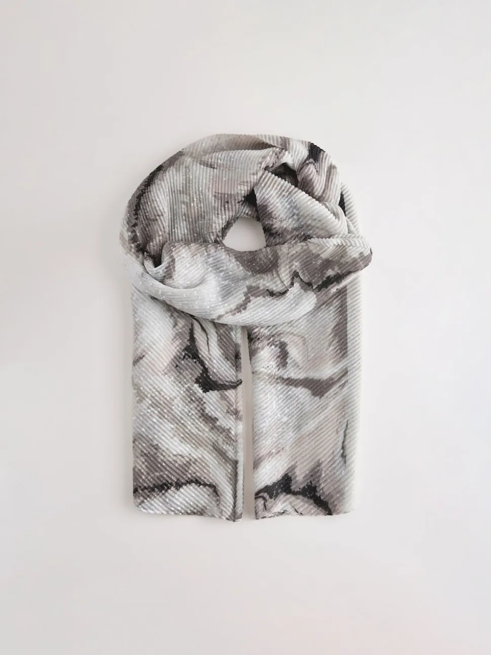 Monochrome Marble Plisse Lightweight Scarf