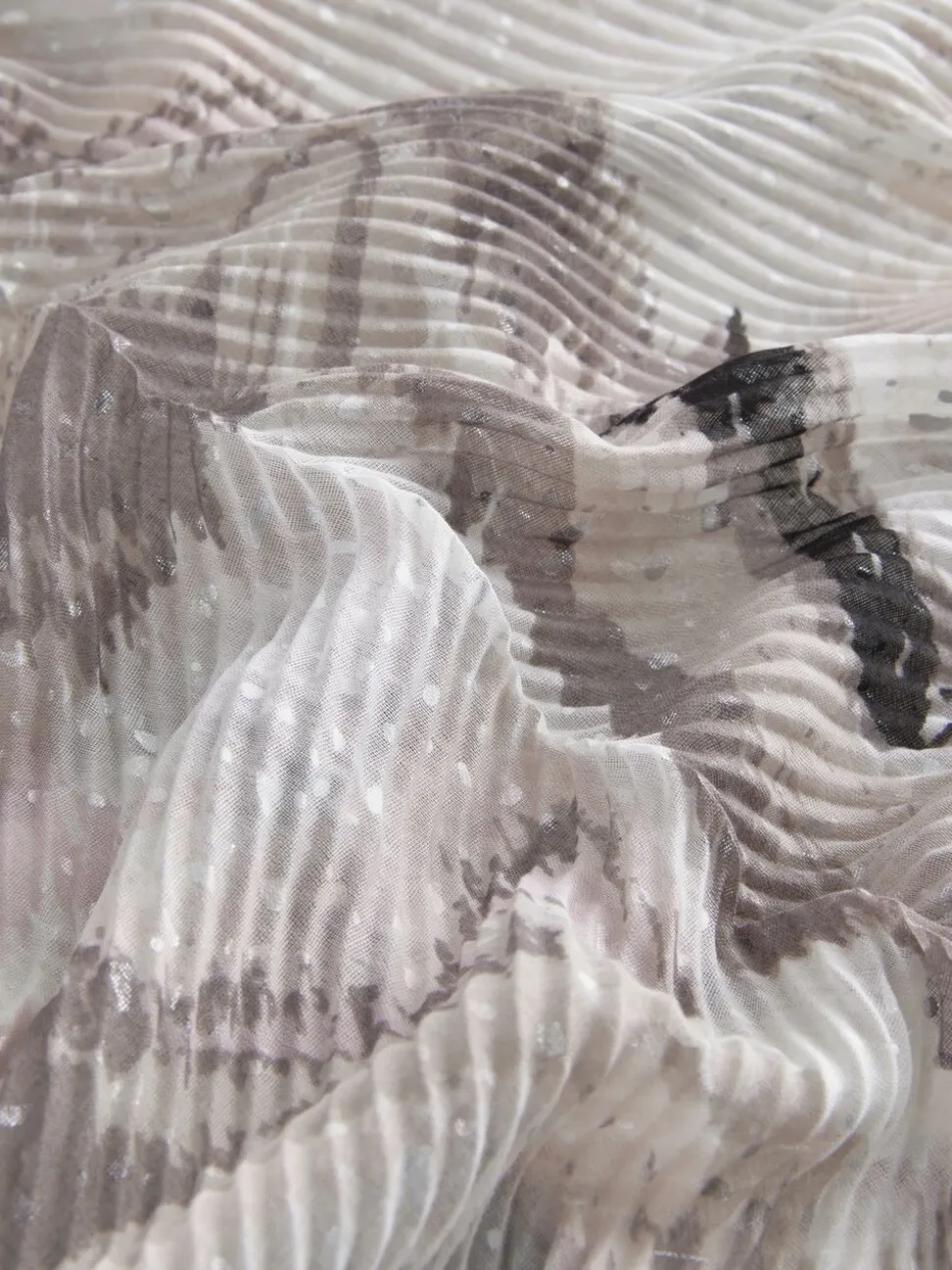 Monochrome Marble Plisse Lightweight Scarf