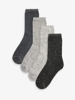 Monochrome Neppy Cushion Sole Socks 4 Pack
