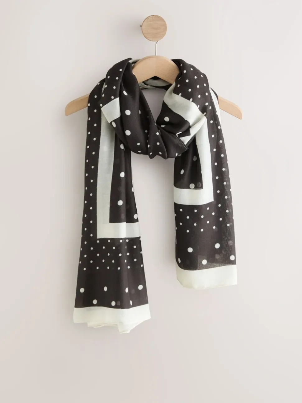 Monochrome Polka Dot Print Lightweight Scarf