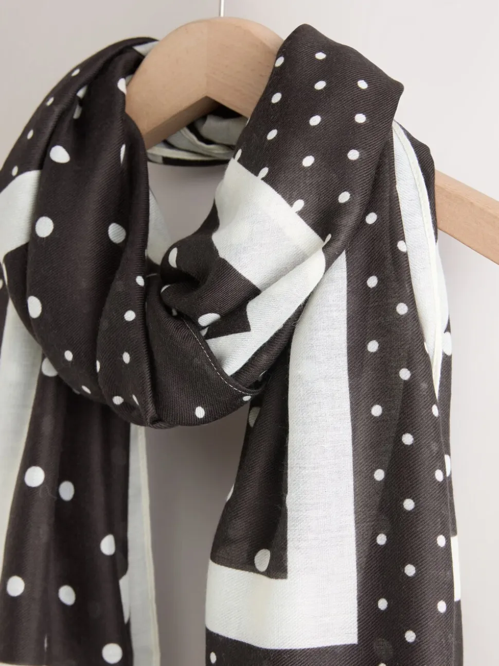 Monochrome Polka Dot Print Lightweight Scarf
