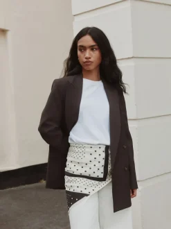 Monochrome Polka Dot Print Satin Square Scarf