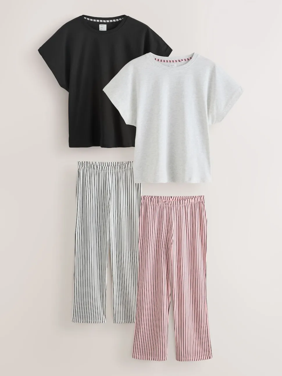 Monochrome Stripe Short Sleeve Pyjamas 2 Pack