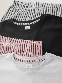 Monochrome Stripe Short Sleeve Pyjamas 2 Pack