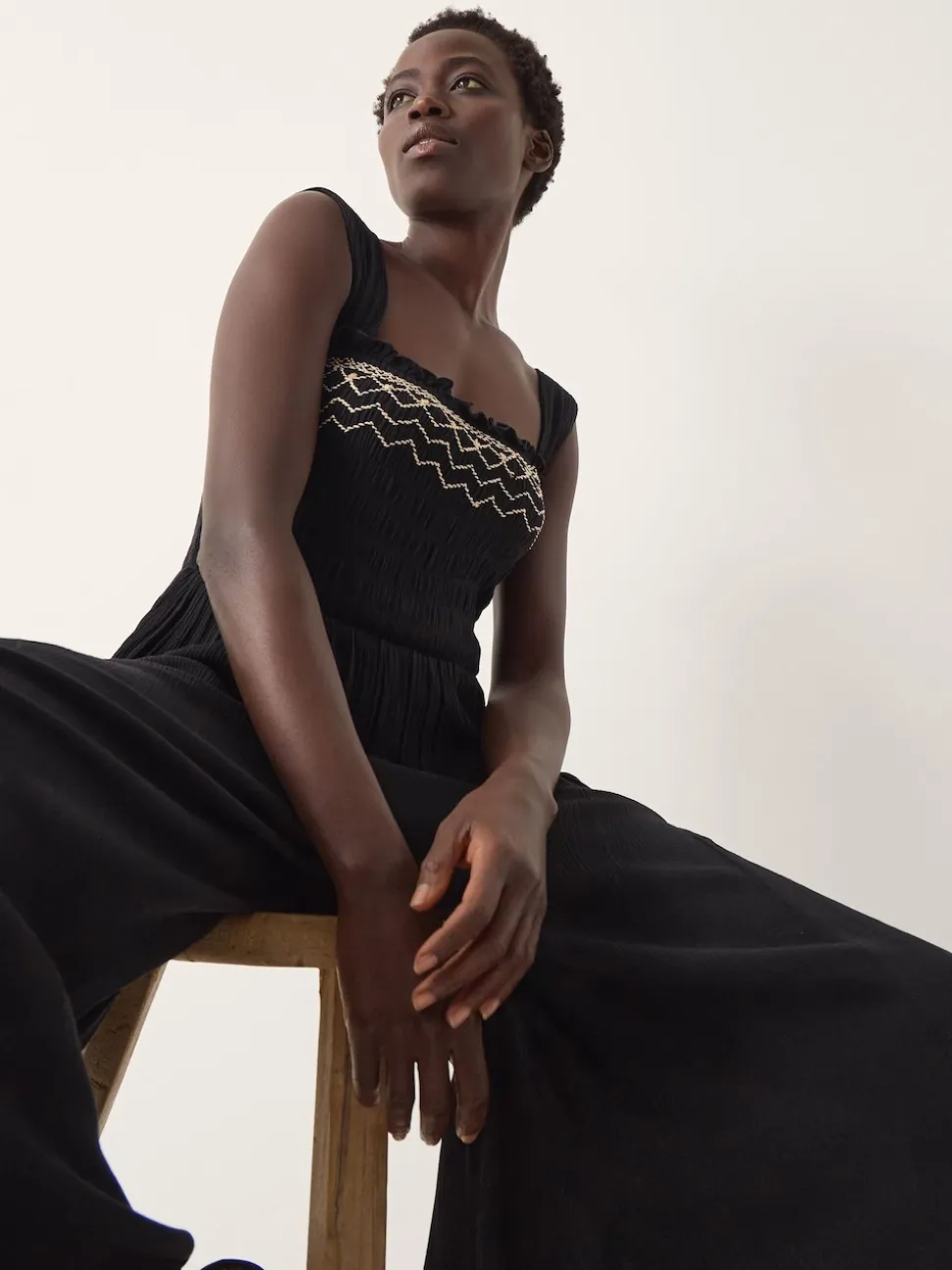 Monsoon Black Billie Embroidered Jumpsuit
