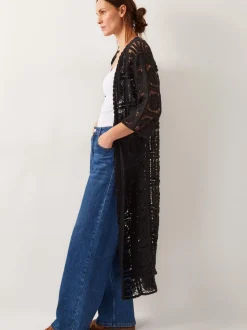 Monsoon Black Cara Crochet Beach Cover-Up