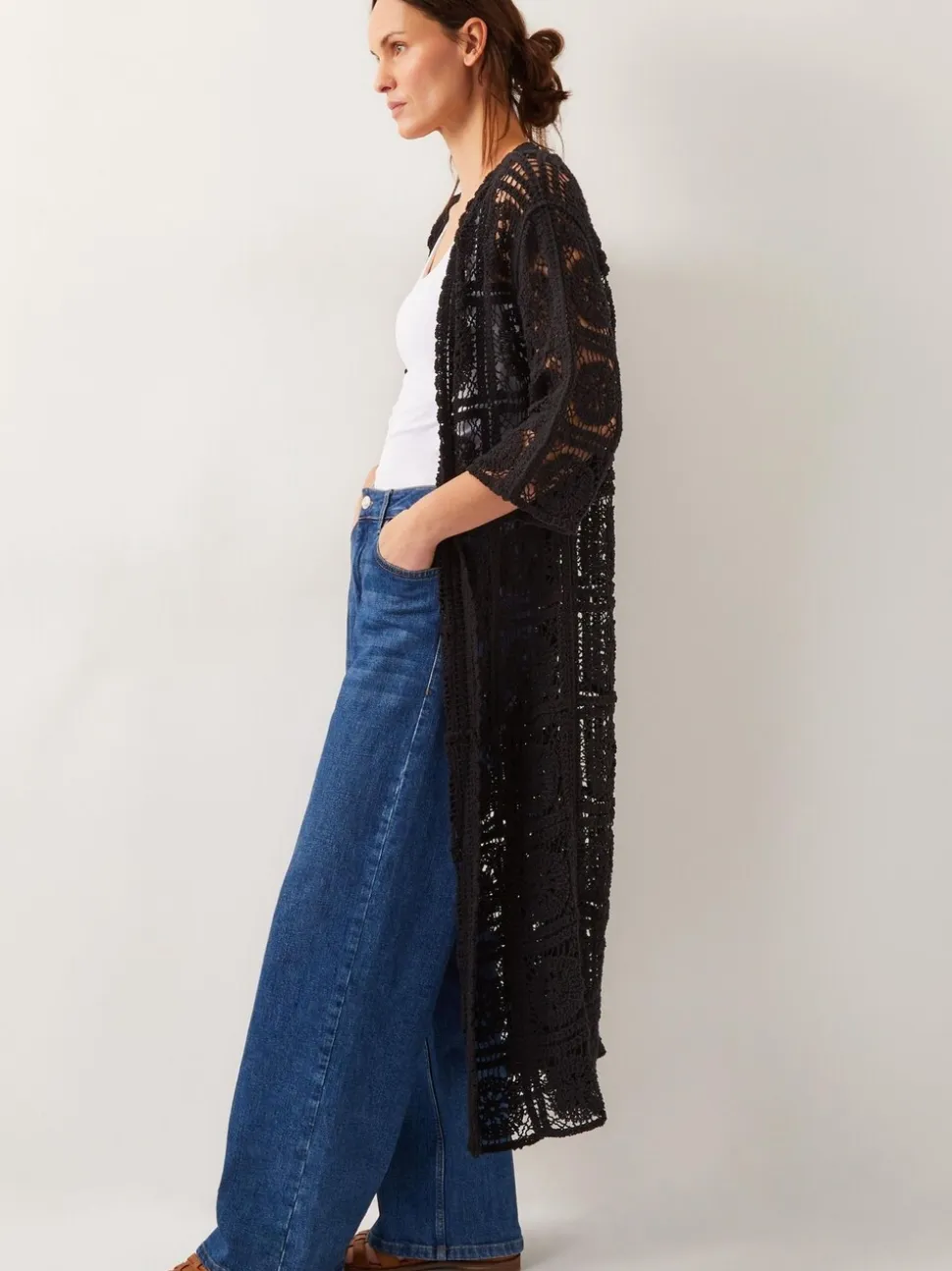 Monsoon Black Cara Crochet Beach Cover-Up
