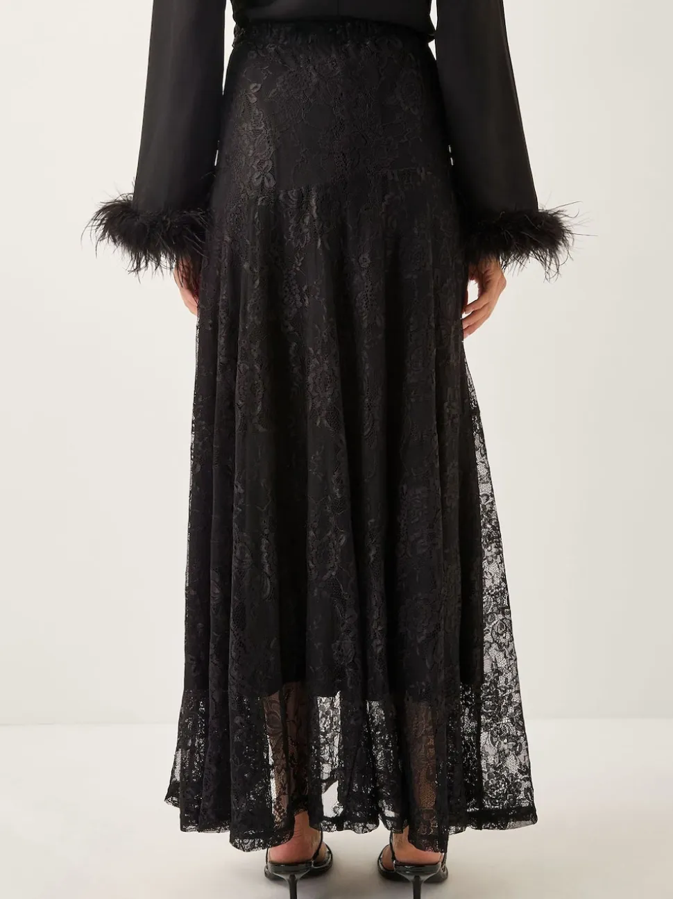 Monsoon Black Luna Lace Maxi Skirt
