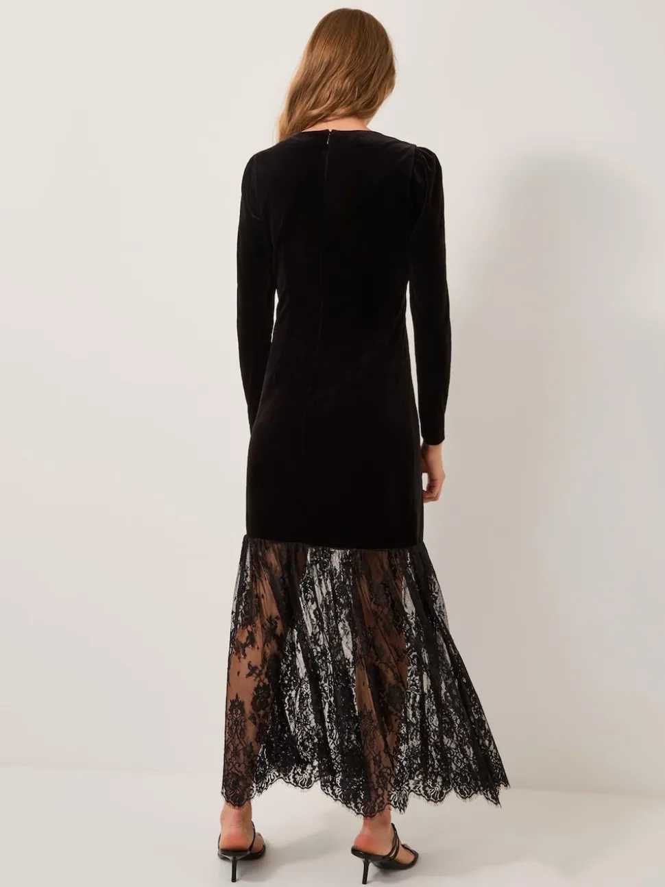 Monsoon Black Verity Velvet Lace Maxi Dress
