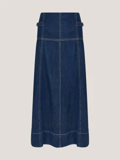 Monsoon Blue Brooke Seamed Denim Midi Skirt