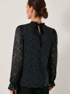 Monsoon Blue Larna Lace Long Sleeve Blouse