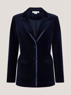 Monsoon Blue Mila Single Breasted Velvet Blazer