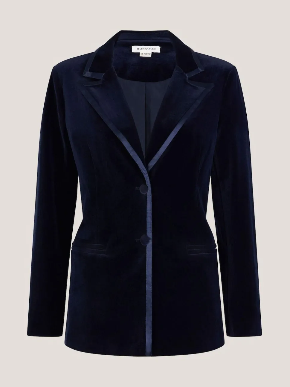 Monsoon Blue Mila Single Breasted Velvet Blazer