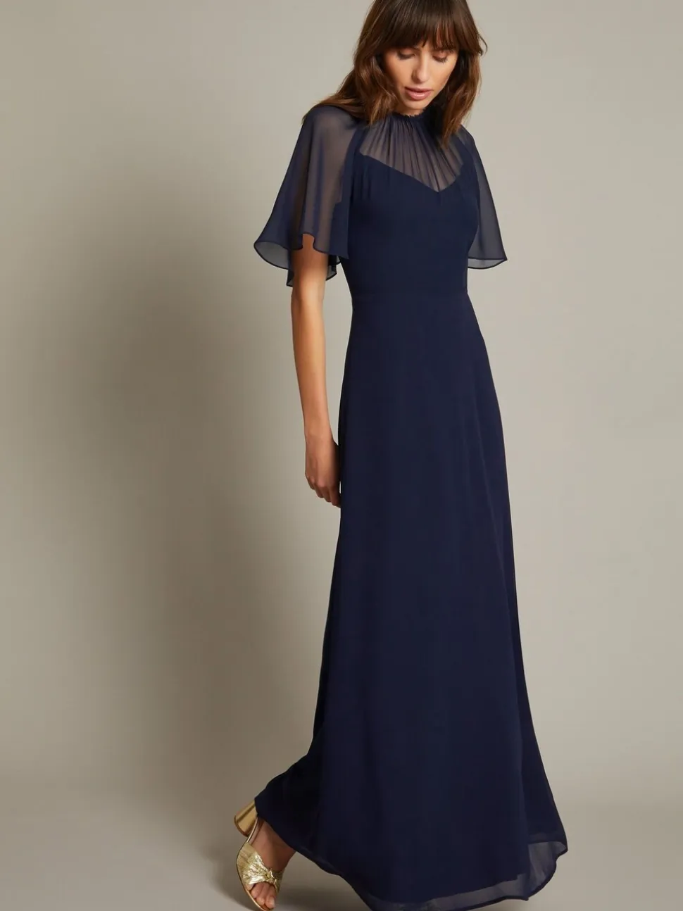 Monsoon Blue Mona Angel Sleeve Maxi Dress