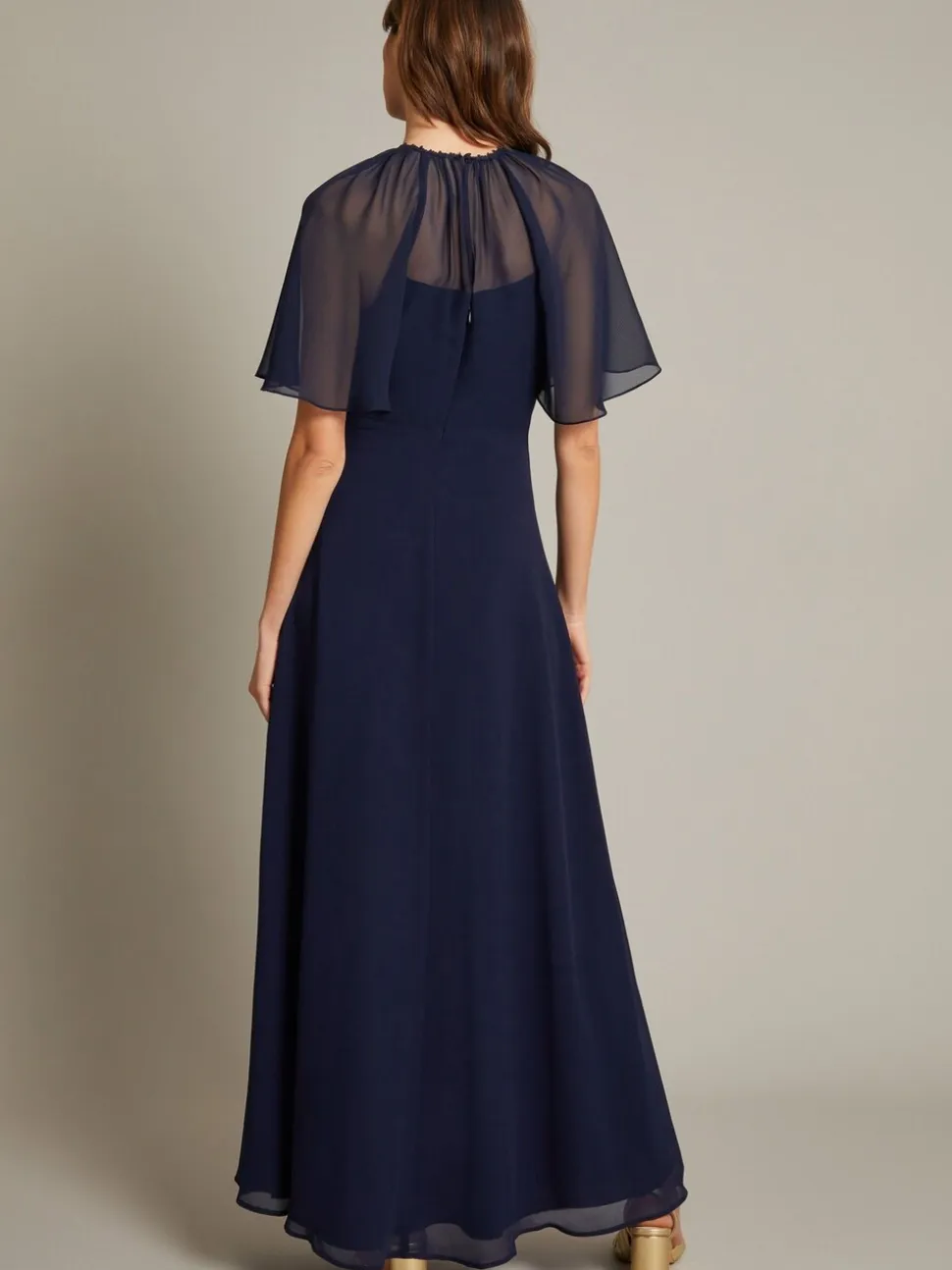 Monsoon Blue Mona Angel Sleeve Maxi Dress