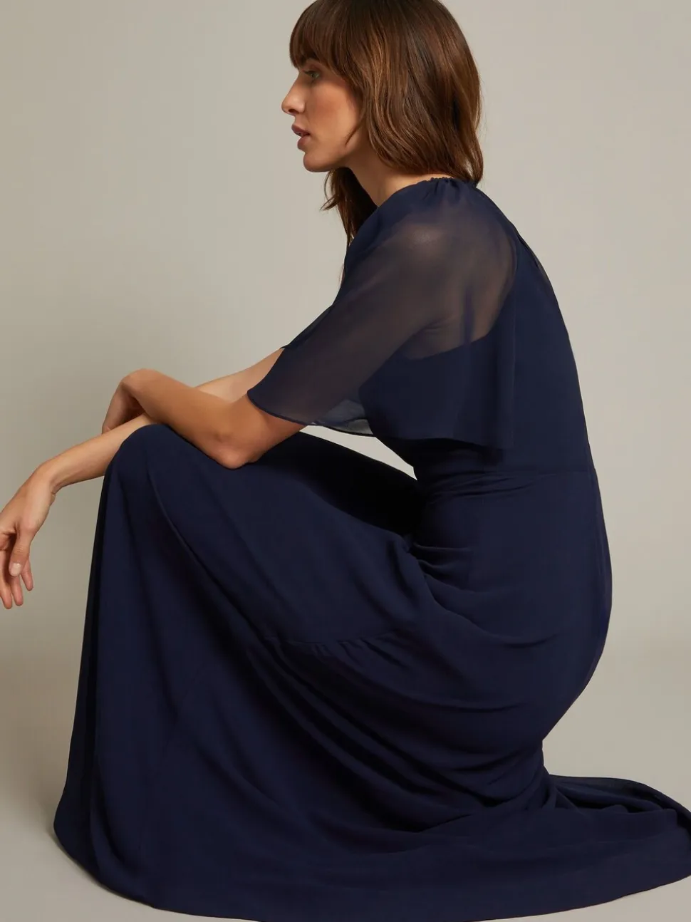 Monsoon Blue Mona Angel Sleeve Maxi Dress