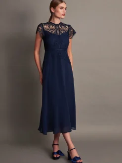 Monsoon Blue Monica Lace Midi Dress
