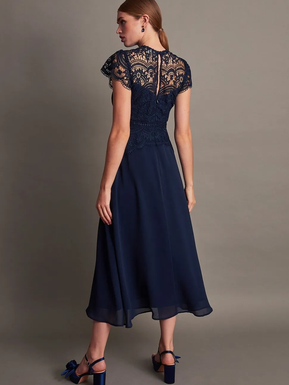 Monsoon Blue Monica Lace Midi Dress