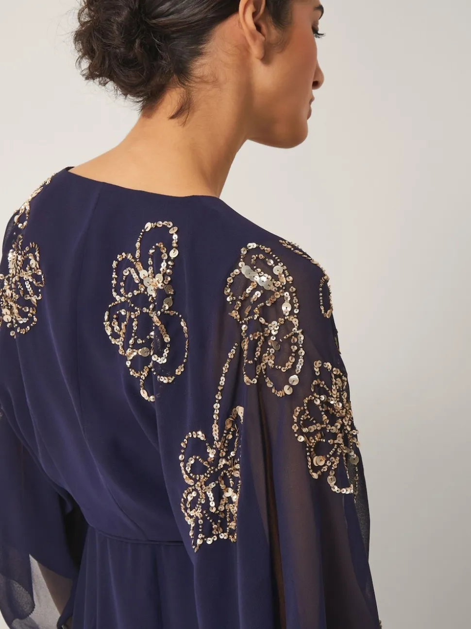 Monsoon Blue Skyla Floral Print Embellished Maxi Wrap Dress