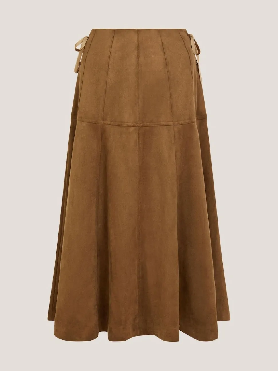 Monsoon Brown Macy Suedette A-Line Midi Skirt