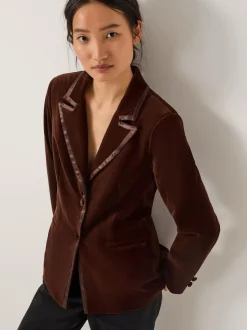 Monsoon Brown Mila Single Breasted Velvet Blazer