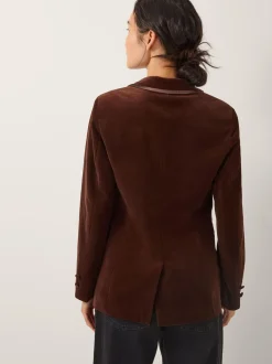 Monsoon Brown Mila Single Breasted Velvet Blazer