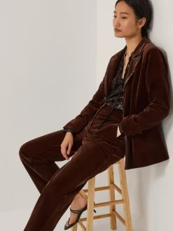 Monsoon Brown Mila Single Breasted Velvet Blazer