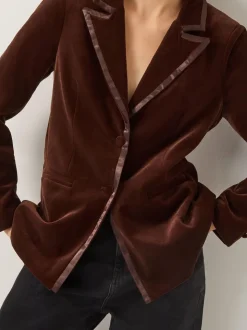 Monsoon Brown Mila Single Breasted Velvet Blazer