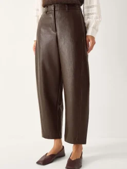 Monsoon Brown Tara Faux Leather Barrel Trousers