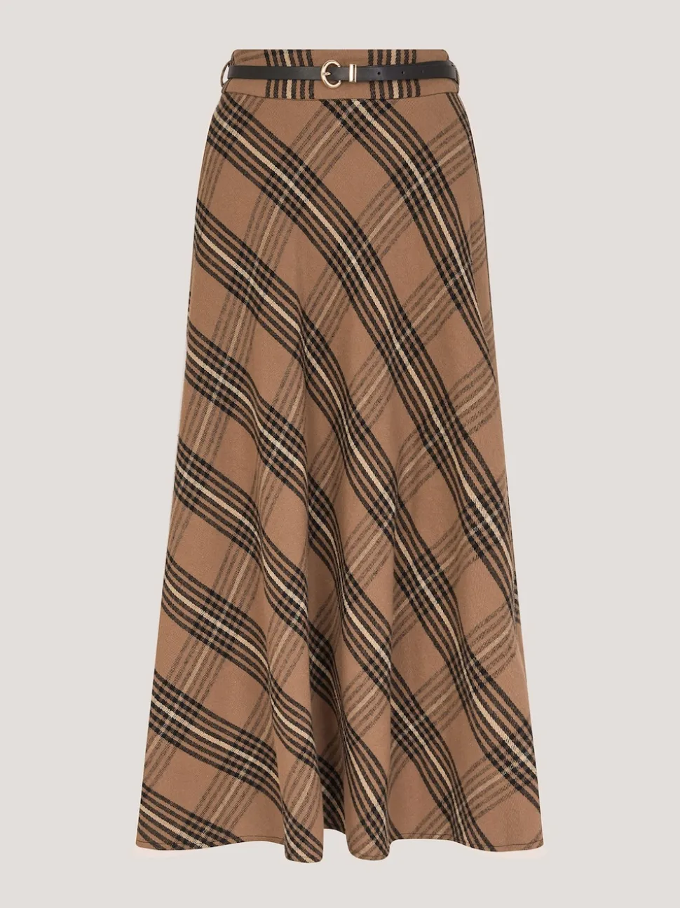 Monsoon Brown Willa Check Midi Skirt