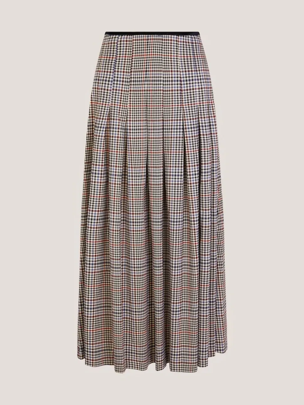 Monsoon Cream Carmen Check Pleat Midi Skirt