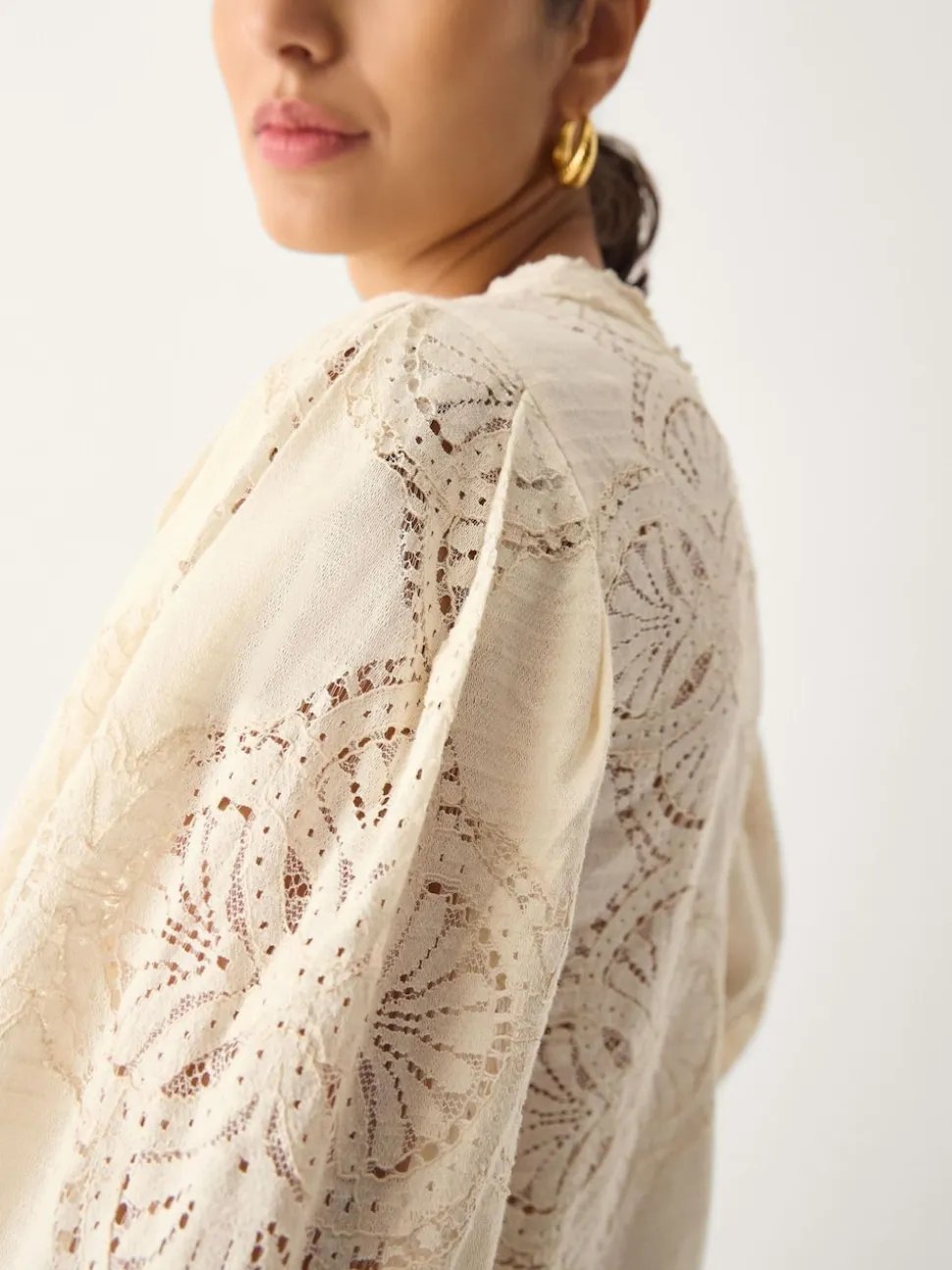 Monsoon Cream Imogen Lace Insert Blouson Blouse