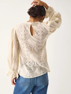 Monsoon Cream Imogen Lace Insert Blouson Blouse