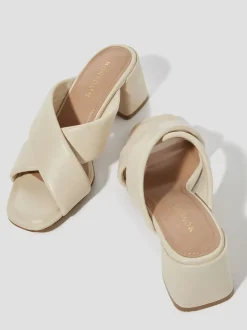 Monsoon Cream Oralia Leather Crossover Mule Heels