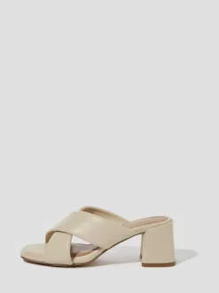 Monsoon Cream Oralia Leather Crossover Mule Heels