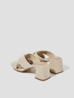 Monsoon Cream Oralia Leather Crossover Mule Heels