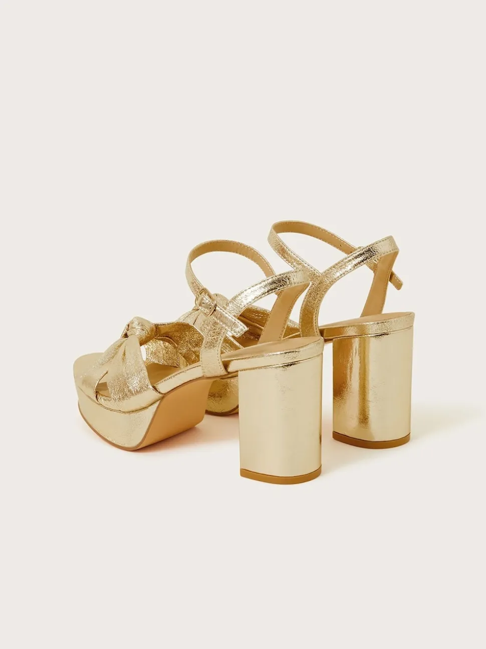 Monsoon Gold Metallic Twist Knot Sandals