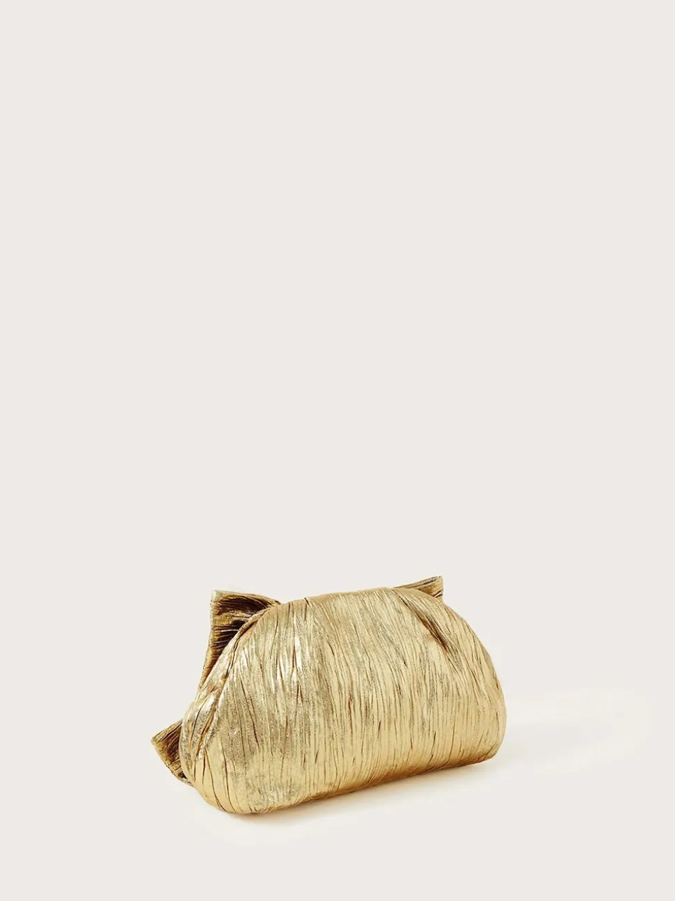 Monsoon Gold Tone Oversized Bow Metallic Bag