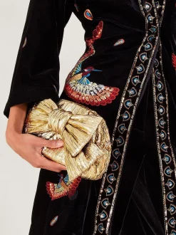 Monsoon Gold Tone Oversized Bow Metallic Bag