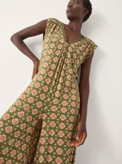 Monsoon Green Maddie Sleeveless Floral Print Jumpsuit