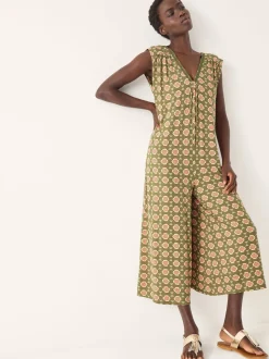 Monsoon Green Maddie Sleeveless Floral Print Jumpsuit