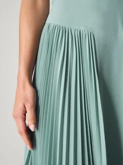 Monsoon Green Madison Flutter Sleeve Pleated Bridesmaid Dress