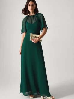 Monsoon Green Mona Angel Sleeve Maxi Dress