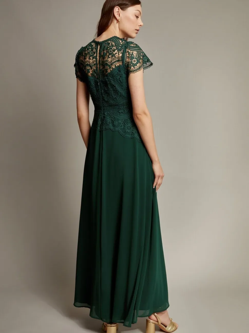 Monsoon Green Monica Lace Maxi Dress