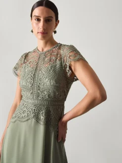 Monsoon Green Monica Lace Bridesmaid Dress