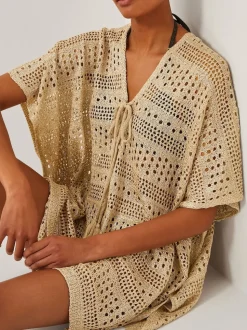 Monsoon Metallic Rosa Knit Mini Kaftan