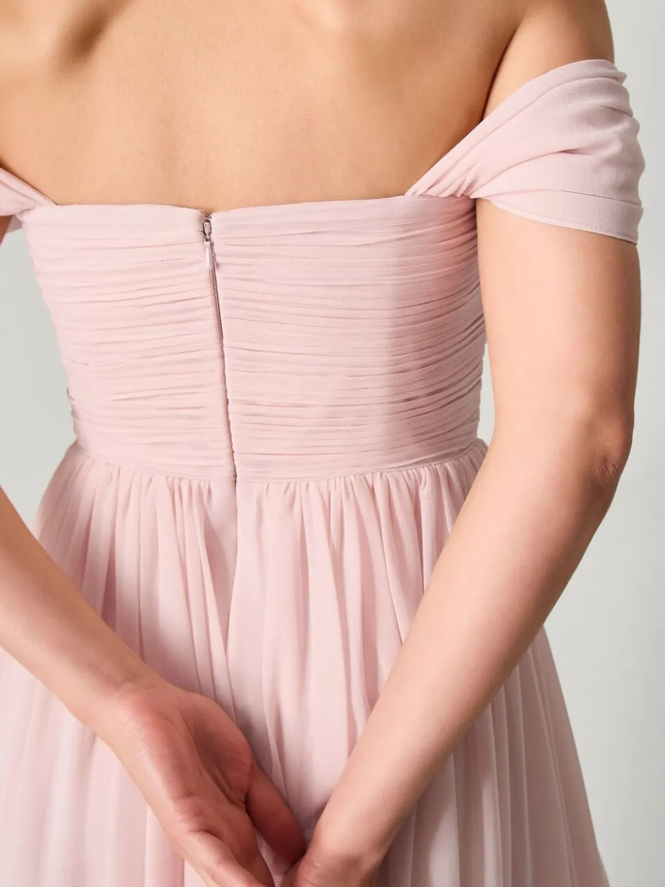 Monsoon Pink Evelyn Bardot Bridesmaid Dress