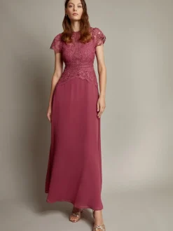 Monsoon Pink Monica Lace Maxi Dress